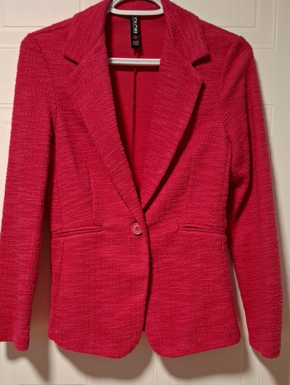 Color By Design Hot Pink Textured Single-Button Blazer